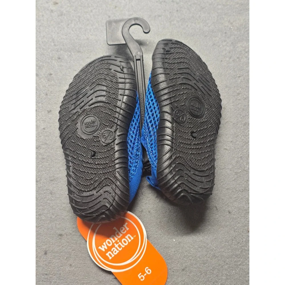 Wonder Nation Toddler Boys Blue Mesh Water Shoes Size 5-6 Slip On Beach Pool